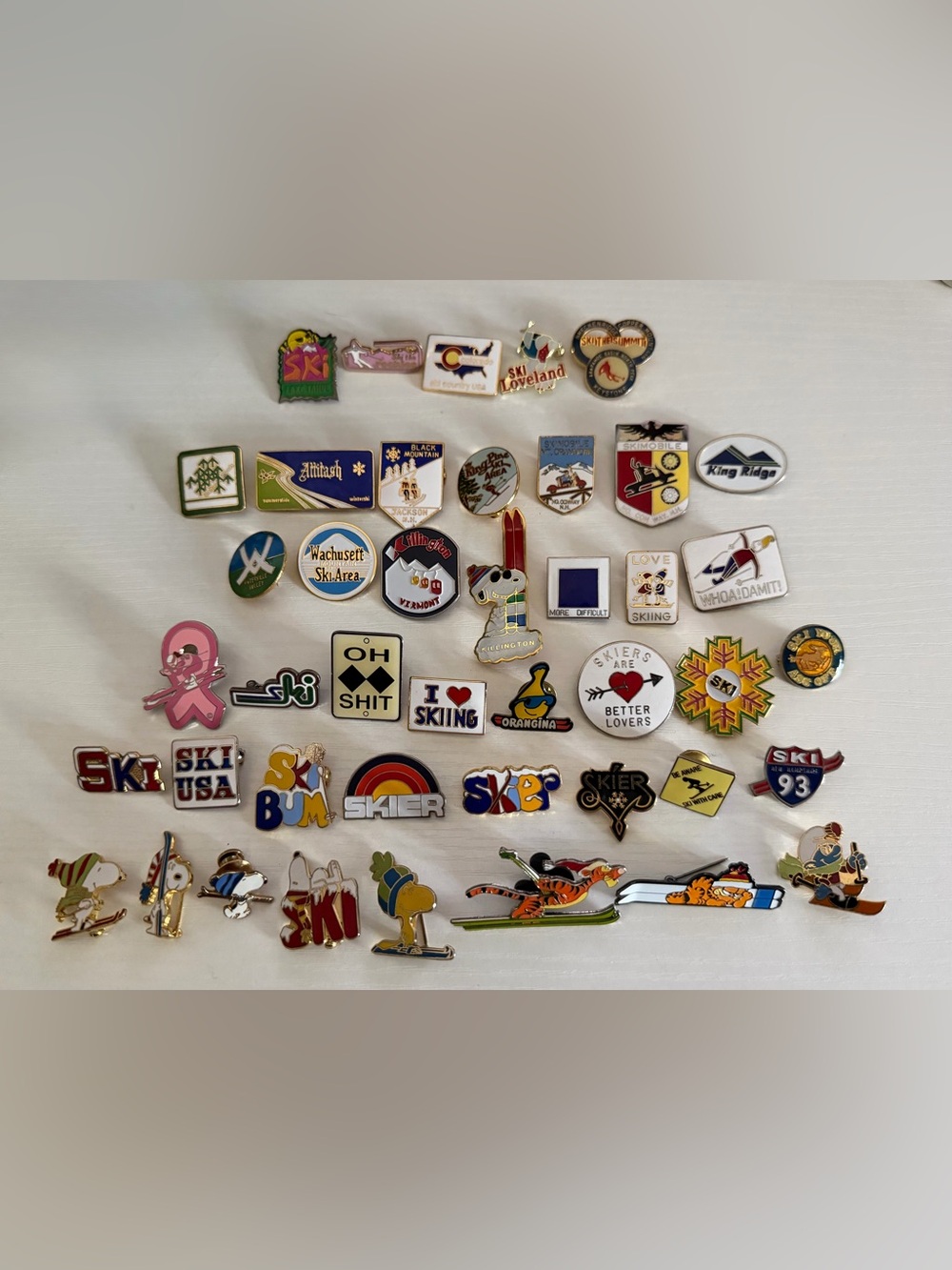 Lot of 41 Vintage Skiing Pins Some Rare!